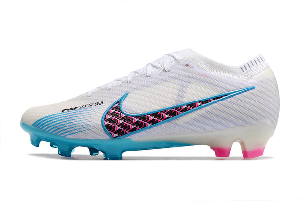 White, Blue & Pink FG Soccer Cleats: Nike Air Zoom Mercurial Vapor 15 Elite